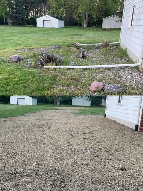 Before-and-after of yard cleanup and grading